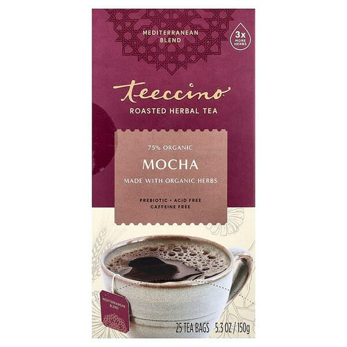 <img alt="Teeccino, Roasted Herbal Tea, Mocha, Caffeine Free, 25 Tea Bags, 5.3 oz (150 g)" title="Teeccino, Roasted Herbal Tea, Mocha, Caffeine Free, 25 Tea Bags, 5.3 oz (150 g),795239400812"
