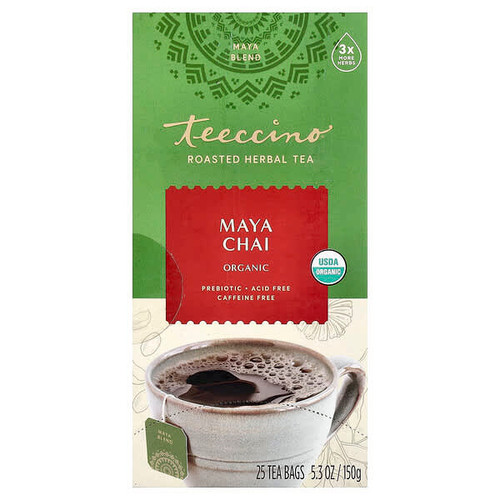 <img alt="Teeccino, Organic Roasted Herbal Tea, Maya Chai, Caffeine Free, 25 Tea Bags, 5.3 oz (150 g)" title="Teeccino, Organic Roasted Herbal Tea, Maya Chai, Caffeine Free, 25 Tea Bags, 5.3 oz (150 g),795239401215"