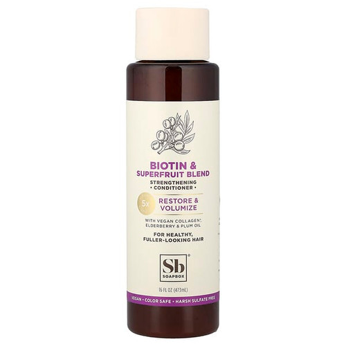 <img alt="Soapbox, Restore & Volume Conditioner, Biotin & Superfruit, 16 fl oz (473 ml)" title="Soapbox, Restore & Volume Conditioner, Biotin & Superfruit, 16 fl oz (473 ml),855174005043"