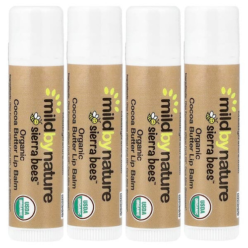 <img alt="3 PACK of Mild By Nature, Sierra Bees, Organic Lip Balms, Cocoa Butter, 4 Pack, 0.15 oz (4.25 g) Each" title="3 PACK of Mild By Nature, Sierra Bees, Organic Lip Balms, Cocoa Butter, 4 Pack, 0.15 oz (4.25 g) Each,898220025688"