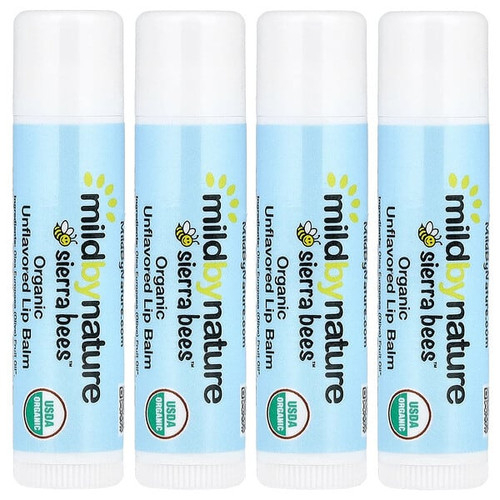 <img alt="3 PACK of Mild By Nature, Sierra Bees, Organic Lip Balms, Unflavored, 4 Pack, 0.15 oz (4.25 g) Each" title="3 PACK of Mild By Nature, Sierra Bees, Organic Lip Balms, Unflavored, 4 Pack, 0.15 oz (4.25 g) Each,898220025732"