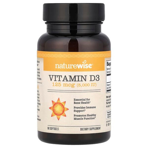 <img alt="NatureWise, Vitamin D3, 125 mcg (5,000 IU), 90 Softgels" title="NatureWise, Vitamin D3, 125 mcg (5,000 IU), 90 Softgels,858081006202"