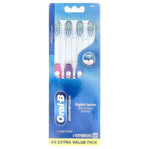 <img alt="Oral-B, Advanced Clean Toothbrush. Soft , 4 Pack" title="Oral-B, Advanced Clean Toothbrush. Soft , 4 Pack,300410104009"