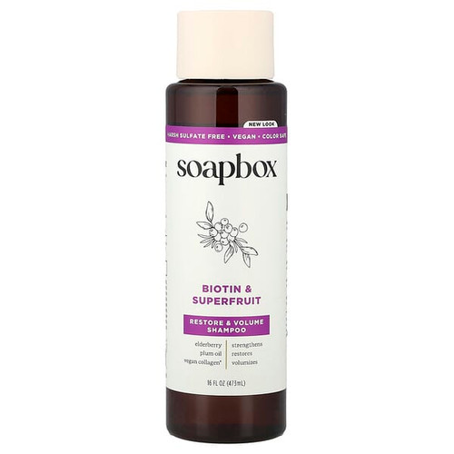 <img alt="Soapbox, Restore & Volume Shampoo, Biotin & Superfruit, 16 fl oz (473 ml)" title="Soapbox, Restore & Volume Shampoo, Biotin & Superfruit, 16 fl oz (473 ml),855174005050"