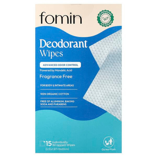 <img alt="fomin, Deodorant Wipes, Fragrance Free, 15 Individually Wrapped Wipes" title="fomin, Deodorant Wipes, Fragrance Free, 15 Individually Wrapped Wipes,860011442752"