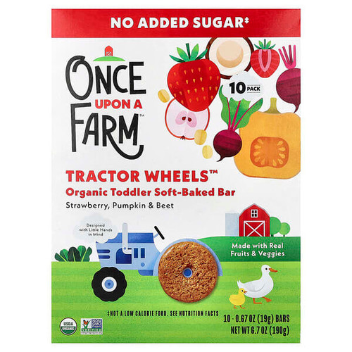 <img alt="Once Upon A Farm, Tractor Wheels, Organic Toddler Soft-Baked Bar, Strawberry, Pumpkin & Beet, 10 Bars, 0.67 oz (19 g) Each" title="Once Upon A Farm, Tractor Wheels, Organic Toddler Soft-Baked Bar, Strawberry, Pumpkin & Beet, 10 Bars, 0.67 oz (19 g) Each,810003512932"