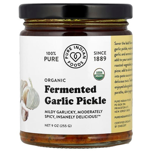 <img alt="Pure Indian Foods, Organic Fermented Garlic Pickle, 9 oz (255 g)" title="Pure Indian Foods, Organic Fermented Garlic Pickle, 9 oz (255 g),850035485460"