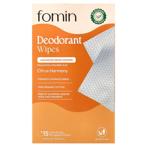 <img alt="fomin, Deodorant Wipes, Citrus Harmony, 15 Individually Wrapped Wipes" title="fomin, Deodorant Wipes, Citrus Harmony, 15 Individually Wrapped Wipes,860011442738"