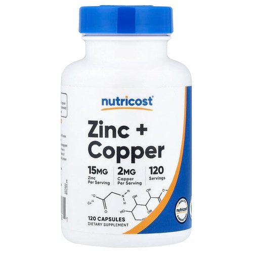 <img alt="Nutricost, Zinc + Copper, 120 Capsules" title="Nutricost, Zinc + Copper, 120 Capsules,810139572381"