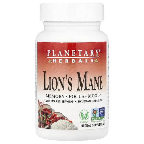 <img alt="Planetary Herbals, Lions Mane, 30 Vegan Capsules (500 mg per Capsule)" title="Planetary Herbals, Lions Mane, 30 Vegan Capsules (500 mg per Capsule),021078107798"