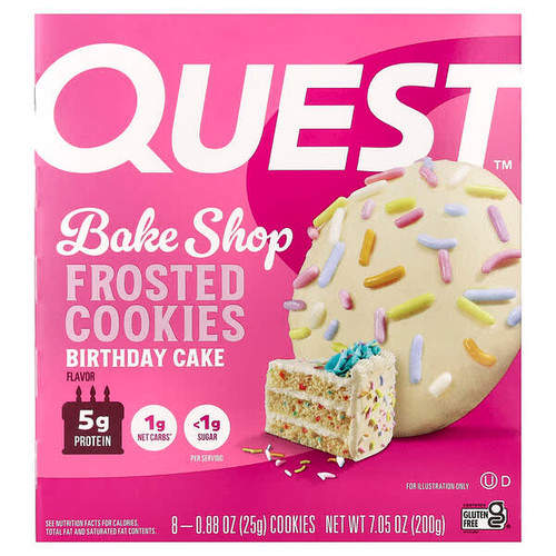 <img alt="Quest Nutrition, Bake Shop Frosted Cookies, Birthday Cake, 8 Cookies, 0.88 oz (25 g) Each" title="Quest Nutrition, Bake Shop Frosted Cookies, Birthday Cake, 8 Cookies, 0.88 oz (25 g) Each,888849012183"