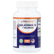 <img alt="Vitamatic, Melatonin 10 + Valerian, 120 Tablets" title="Vitamatic, Melatonin 10 + Valerian, 120 Tablets,810078475545"