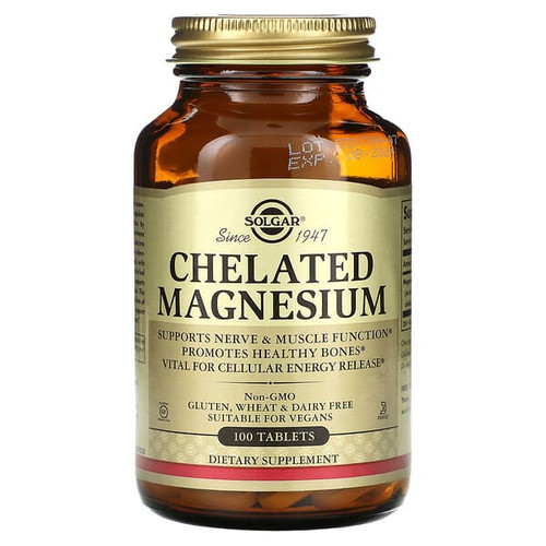 <img alt="Solgar, Chelated Magnesium, 100 Tablets (100 mg per Tablet)" title="Solgar, Chelated Magnesium, 100 Tablets (100 mg per Tablet),033984547094"