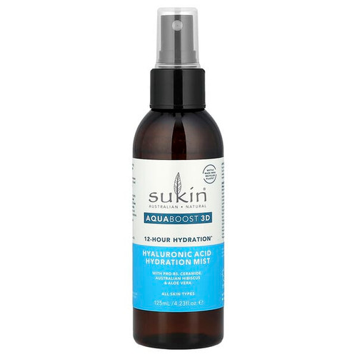 <img alt="Sukin, AquaBoost 3D, Hyaluronic Acid Hydration Mist, All Skin Types, 4.23 fl oz (125 ml)" title="Sukin, AquaBoost 3D, Hyaluronic Acid Hydration Mist, All Skin Types, 4.23 fl oz (125 ml),9327693011658"