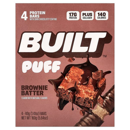 <img alt="Built, Puff, Protein Bars, Brownie Batter, 4 Bars, 1.41 oz (40 g) Each" title="Built, Puff, Protein Bars, Brownie Batter, 4 Bars, 1.41 oz (40 g) Each,840229303809"