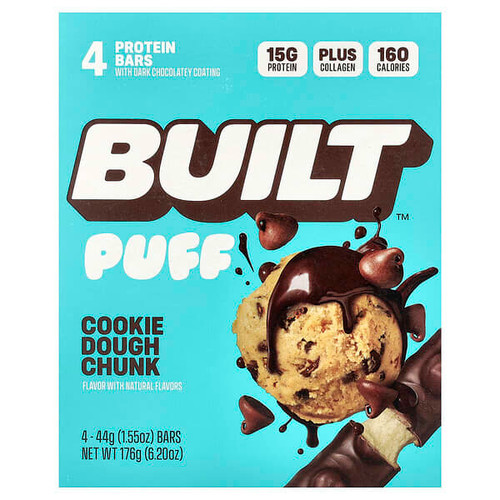 <img alt="Built, Puff, Protein Bars, Cookie Dough Chunk, 4 Bars, 1.55 oz (44 g) Each" title="Built, Puff, Protein Bars, Cookie Dough Chunk, 4 Bars, 1.55 oz (44 g) Each,840229305582"