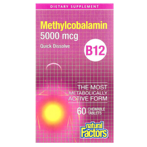 <img alt="Natural Factors, B12, Methylcobalamin, 5,000 mcg, 60 Chewable Tablets" title="Natural Factors, B12, Methylcobalamin, 5,000 mcg, 60 Chewable Tablets,068958012476"