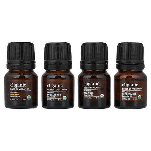 <img alt="Cliganic, The Basics, Essential Oil Aromatherapy Set, 4 Piece Set" title="Cliganic, The Basics, Essential Oil Aromatherapy Set, 4 Piece Set,855102007712"