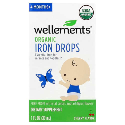 <img alt="Wellements, Organic Iron Drops, 4 Months+, Cherry, 1 fl oz (30 ml)" title="Wellements, Organic Iron Drops, 4 Months+, Cherry, 1 fl oz (30 ml),729609000098"