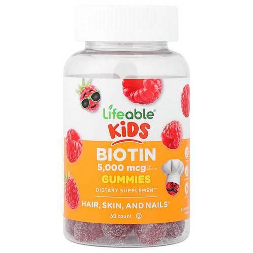 <img alt="Lifeable, Kids, Biotin Gummies, Raspberry, 60 Gummies (2,500 mcg per Gummy)" title="Lifeable, Kids, Biotin Gummies, Raspberry, 60 Gummies (2,500 mcg per Gummy),810102730671"