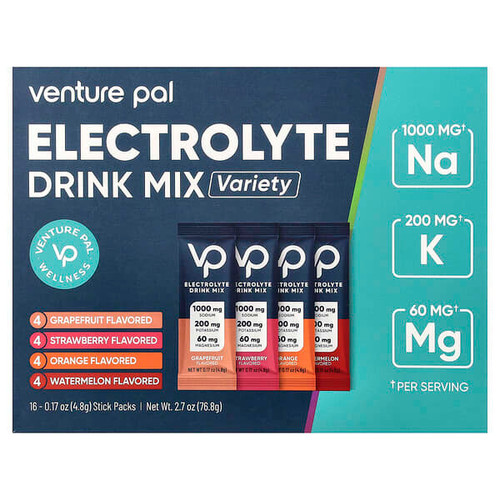 <img alt="Venture Pal, Electrolyte Drink Mix, Variety, 16 Stick Packs, 0.17 oz (4.8 g) Each" title="Venture Pal, Electrolyte Drink Mix, Variety, 16 Stick Packs, 0.17 oz (4.8 g) Each,850049663557"