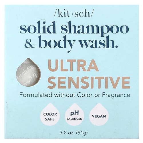 <img alt="Kitsch, Solid Shampoo & Body Wash Bar, Ultra Sensitive, 3.2 oz (91 g)" title="Kitsch, Solid Shampoo & Body Wash Bar, Ultra Sensitive, 3.2 oz (91 g),819677029432"
