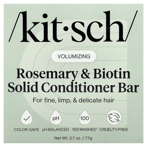 <img alt="Kitsch, Rosemary & Biotin Volumizing Solid Conditioner Bar, For Fine, Limp, & Delicate Hair, Sweet Lavender & Rosemary, 2.7 oz (77 g)" title="Kitsch, Rosemary & Biotin Volumizing Solid Conditioner Bar, For Fine, Limp, & Delicate Hair, Sweet Lavender & Rosemary, 2.7 oz (77 g),810112564952"
