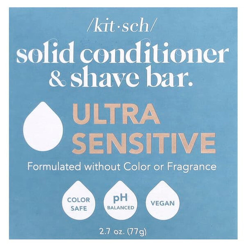 <img alt="Kitsch, Solid Conditioner & Shave Bar, Ultra Sensitive, Fragrance Free, 2.7 oz (77 g)" title="Kitsch, Solid Conditioner & Shave Bar, Ultra Sensitive, Fragrance Free, 2.7 oz (77 g),819677029821"
