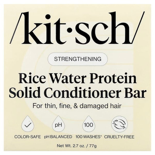 <img alt="Kitsch, Rice Water Protein Solid Conditioner Bar, Strengthening, For Thin, Fine, & Damaged Hair, White Tea & Mandarin, 2.7 oz (77 g)" title="Kitsch, Rice Water Protein Solid Conditioner Bar, Strengthening, For Thin, Fine, & Damaged Hair, White Tea & Mandarin, 2.7 oz (77 g),819677026752"