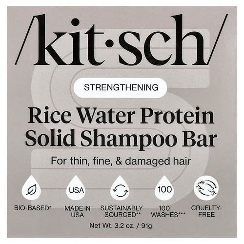 <img alt="Kitsch, Rice Water Protein Solid Shampoo Bar, Strengthening, For Thin, Fine, & Damaged Hair, White Tea & Mandarin, 3.2 oz (91 g)" title="Kitsch, Rice Water Protein Solid Shampoo Bar, Strengthening, For Thin, Fine, & Damaged Hair, White Tea & Mandarin, 3.2 oz (91 g),819677026745"