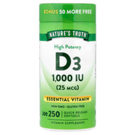 <img alt="Natures Truth, Vitamin D3, High Potency , 25 mcg (1,000 IU), 250 Quick Release Softgels" title="Natures Truth, Vitamin D3, High Potency , 25 mcg (1,000 IU), 250 Quick Release Softgels,840093105318"