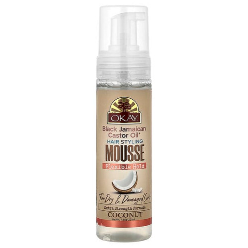 <img alt="Okay Pure Naturals, Black Jamaican Castor Oil, Hair Styling Mousse, Flexible Hold, For Dry & Damaged Curls, Coconut, 7.5 oz (221 ml)" title="Okay Pure Naturals, Black Jamaican Castor Oil, Hair Styling Mousse, Flexible Hold, For Dry & Damaged Curls, Coconut, 7.5 oz (221 ml),810086470938"