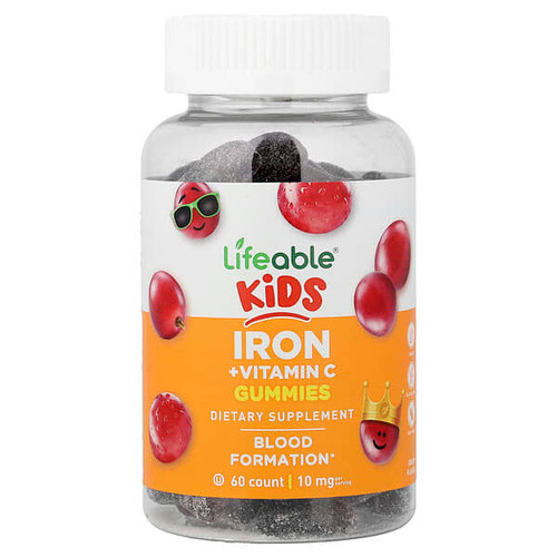 <img alt="Lifeable, Kids, Iron + Vitamin C Gummies, Grape, 60 Gummies" title="Lifeable, Kids, Iron + Vitamin C Gummies, Grape, 60 Gummies,810102731050"
