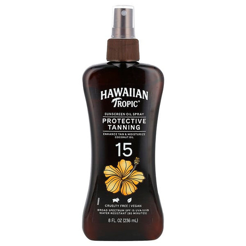 <img alt="Hawaiian Tropic, Protective Tanning, Sunscreen Oil Spray, SPF 15, 8 fl oz (236 ml)" title="Hawaiian Tropic, Protective Tanning, Sunscreen Oil Spray, SPF 15, 8 fl oz (236 ml),075486088729"