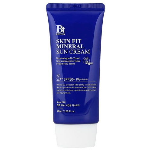 <img alt="Benton, Skin Fit Mineral Sun Cream, SPF 50+ PA++++, 1.69 fl oz (50 ml)" title="Benton, Skin Fit Mineral Sun Cream, SPF 50+ PA++++, 1.69 fl oz (50 ml),8809566991560"