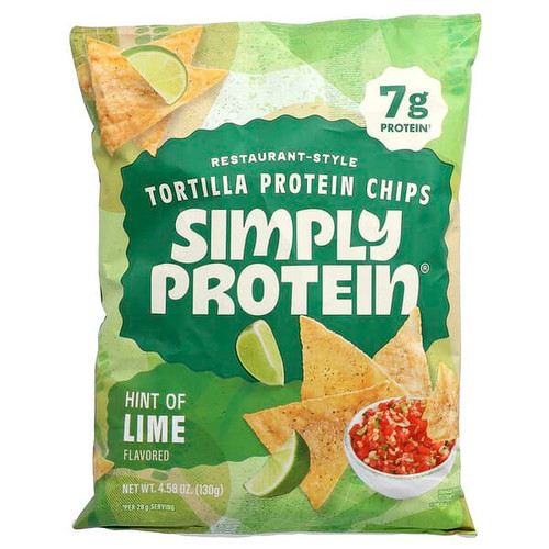 <img alt="Simply Protein, Restaurant-Style Tortilla Protein Chips, Hint of Lime, 4.58 oz (130 g)" title="Simply Protein, Restaurant-Style Tortilla Protein Chips, Hint of Lime, 4.58 oz (130 g),686207005101"
