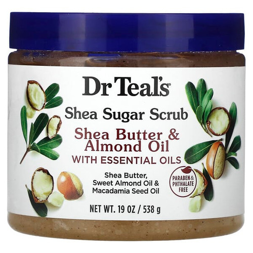 <img alt="Dr. Teals, Shea Sugar Scrub, Shea Butter & Almond Oil with Essential Oils, 19 oz (538 g)" title="Dr. Teals, Shea Sugar Scrub, Shea Butter & Almond Oil with Essential Oils, 19 oz (538 g),810021207278"