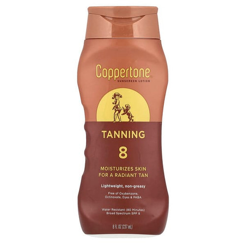 <img alt="Coppertone, Tanning, Sunscreen Lotion, SPF 8, 8 fl oz (237 ml)" title="Coppertone, Tanning, Sunscreen Lotion, SPF 8, 8 fl oz (237 ml),072140027414"
