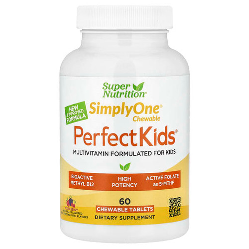 <img alt="Super Nutrition, Simply One, Perfect Kids Multivitamin with B12, Blueberry, Spices, Vitamin A, and Folate, 60 Chewable Tablets" title="Super Nutrition, Simply One, Perfect Kids Multivitamin with B12, Blueberry, Spices, Vitamin A, and Folate, 60 Chewable Tablets,898220024162"