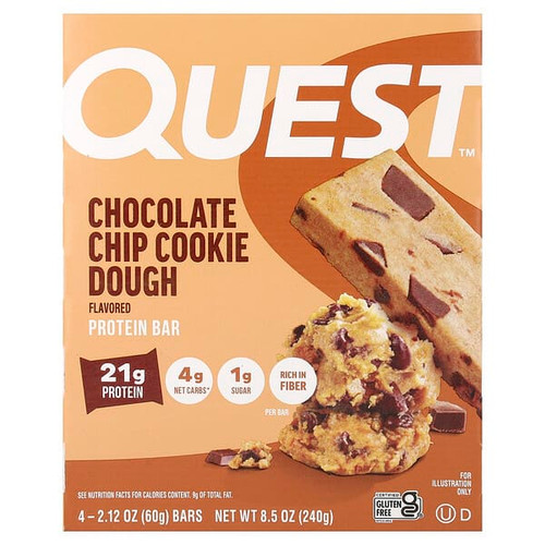 <img alt="Quest Nutrition, Protein Bar, Chocolate Chip Cookie Dough, 4 Bars, 2.12 oz (60 g) Each" title="Quest Nutrition, Protein Bar, Chocolate Chip Cookie Dough, 4 Bars, 2.12 oz (60 g) Each,888849003853"