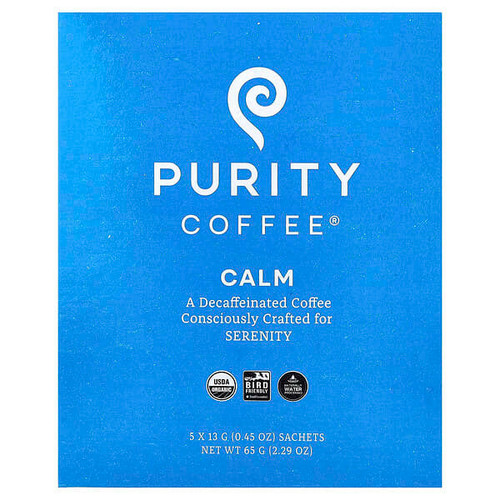 <img alt="Purity Coffee, Calm, Sachet, Decaffeinated, 5 Sachets, 0.45 oz (13 g) Each" title="Purity Coffee, Calm, Sachet, Decaffeinated, 5 Sachets, 0.45 oz (13 g) Each,850005169093"