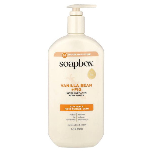 <img alt="Soapbox, Ultra Hydrating Body Lotion, Vanilla Bean + Fig, 16 fl oz (473 ml)" title="Soapbox, Ultra Hydrating Body Lotion, Vanilla Bean + Fig, 16 fl oz (473 ml),375115000314"