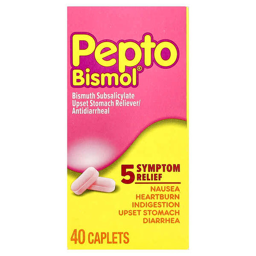 <img alt="Pepto Bismol, Bismuth Subsalicylate, 40 Caplets (131 mg per Caplet)" title="Pepto Bismol, Bismuth Subsalicylate, 40 Caplets (131 mg per Caplet),301490039915"