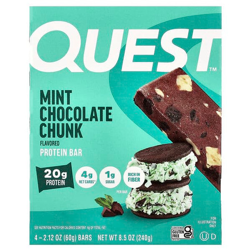 <img alt="Quest Nutrition, Protein Bar, Mint Chocolate Chunk, 4 Bars, 2.12 oz (60 g) Each" title="Quest Nutrition, Protein Bar, Mint Chocolate Chunk, 4 Bars, 2.12 oz (60 g) Each,888849003884"
