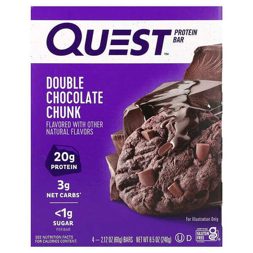 <img alt="Quest Nutrition, Protein Bar, Double Chocolate Chunk, 4 Bars, 2.12 oz (60 g) Each" title="Quest Nutrition, Protein Bar, Double Chocolate Chunk, 4 Bars, 2.12 oz (60 g) Each,888849003914"