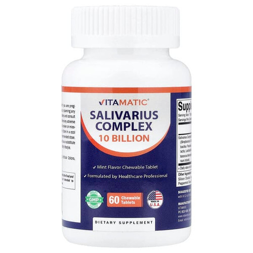 <img alt="Vitamatic, Salivarius Complex, Mint, 60 Chewable Tablets" title="Vitamatic, Salivarius Complex, Mint, 60 Chewable Tablets,810078474340"