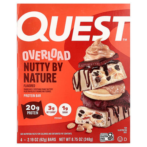 <img alt="Quest Nutrition, Overload Protein Bar, Nutty By Nature, 4 Bars, 2.19 oz (62 g) Each" title="Quest Nutrition, Overload Protein Bar, Nutty By Nature, 4 Bars, 2.19 oz (62 g) Each,888849018192"