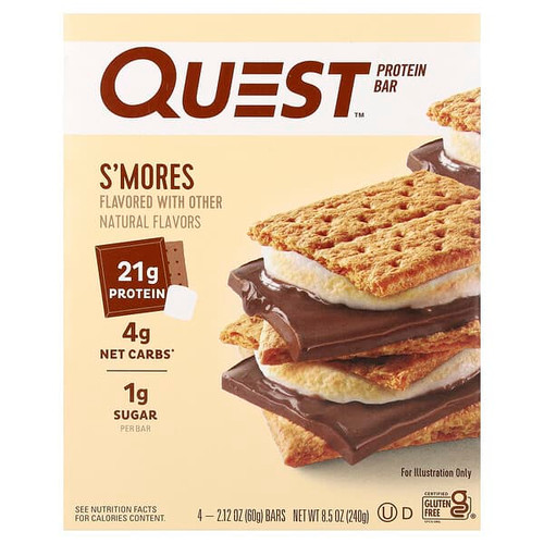 <img alt="Quest Nutrition, Protein Bar, SMores, 4 Bars, 2.12 oz (60 g) Each" title="Quest Nutrition, Protein Bar, SMores, 4 Bars, 2.12 oz (60 g) Each,888849003891"