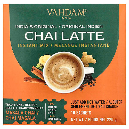 <img alt="VAHDAM India, Instant Mix, Chai Latte, 10 Sachets, 220 g" title="VAHDAM India, Instant Mix, Chai Latte, 10 Sachets, 220 g,810131832865"