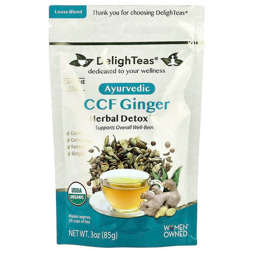 <img alt="DelighTeas, Ayurvedic CCF Ginger, Herbal Detox Tea, Loose Blend, Caffeine Free, 3 oz (85 g)" title="DelighTeas, Ayurvedic CCF Ginger, Herbal Detox Tea, Loose Blend, Caffeine Free, 3 oz (85 g),645759744531"